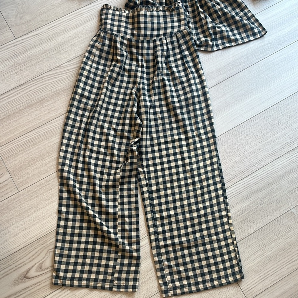 EDDY Stylish Black and Sand Checkered Women's Pants & Top Set - Picture 2 of 8